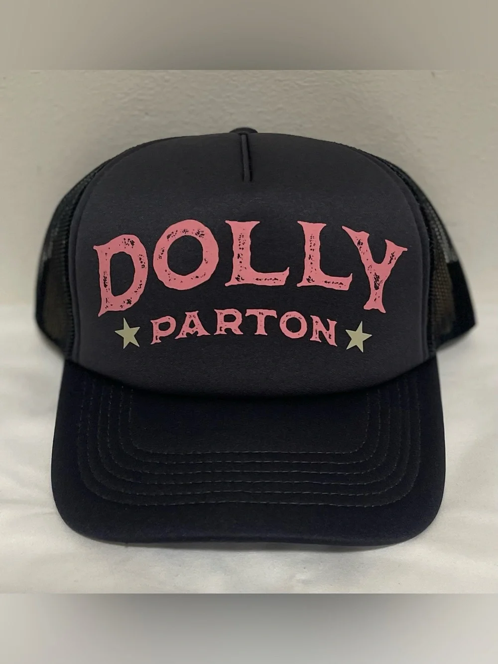 Dolly Parton Black Trucker Hat with Pink Logo NWT